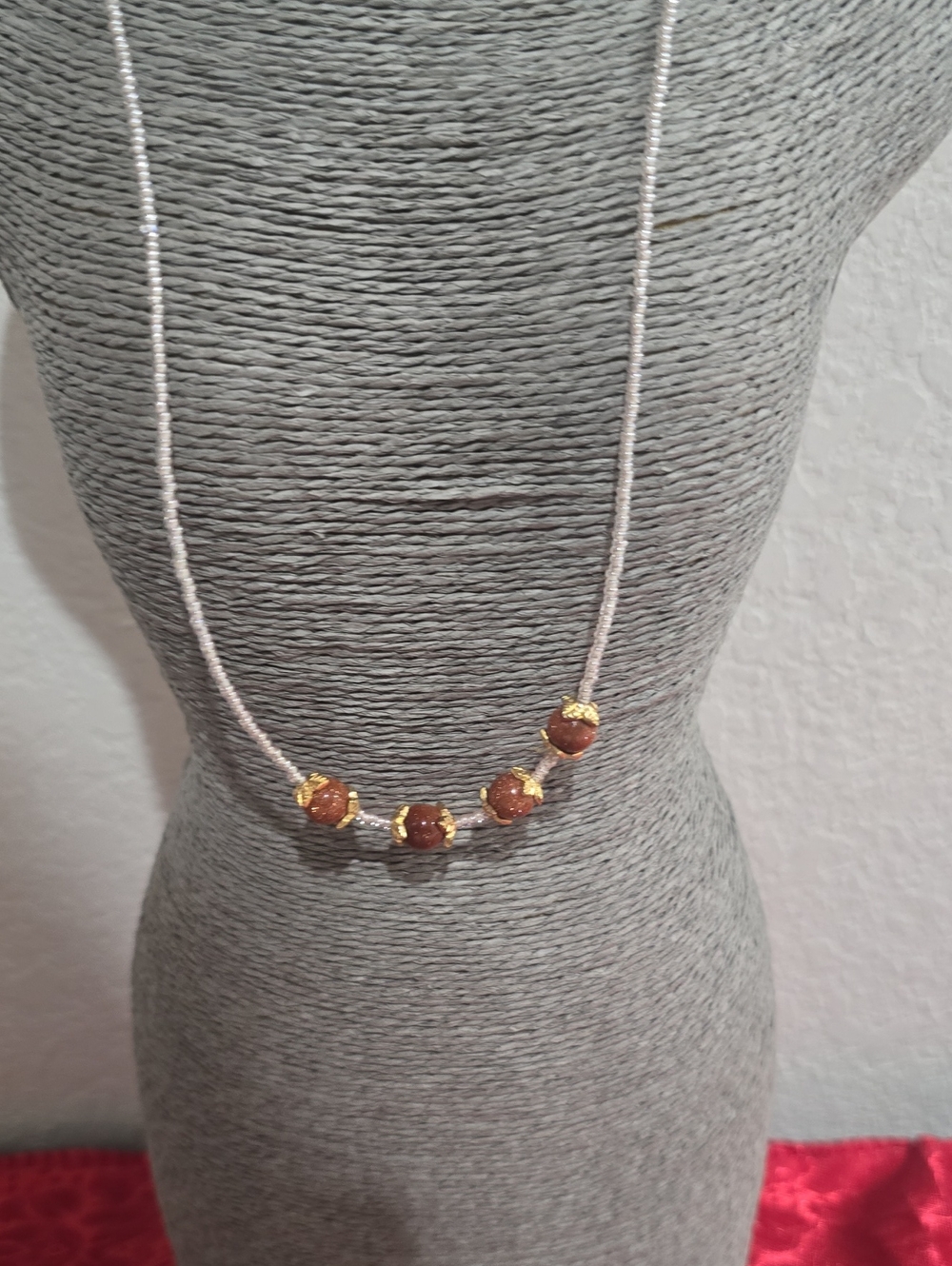 Handcrafted Brown Gold Bead Necklace - Women Jewelry